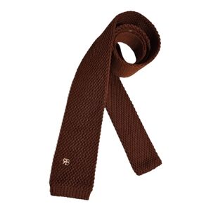 RENATO BALESTRA Solid Brown Logo Knit Wool LUXURY Slim Tie ITALY